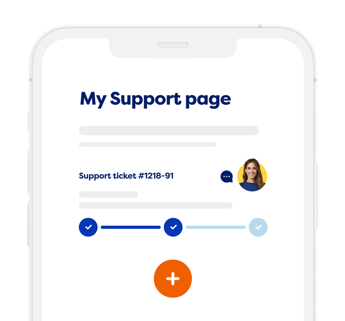 Mobile screen showing support ticket number