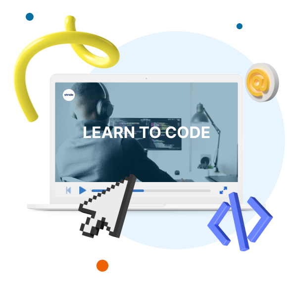 A laptop that says "Learn to Code"