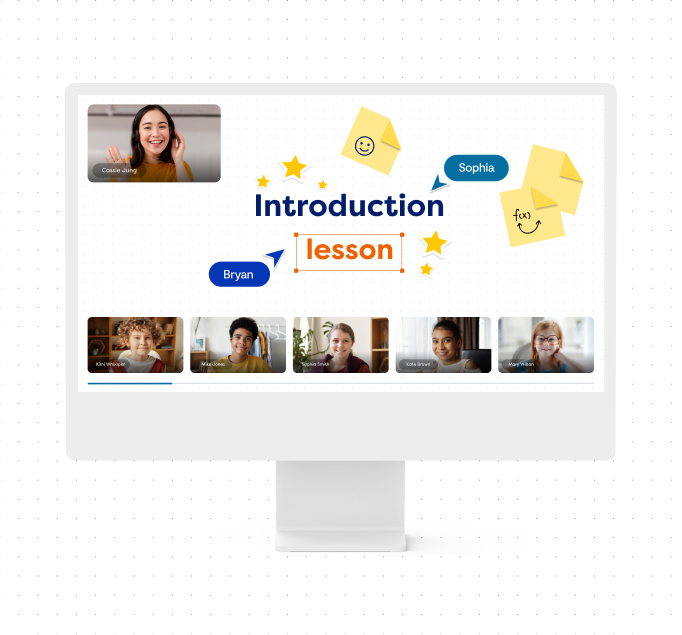 a monitor showing an introduction lesson